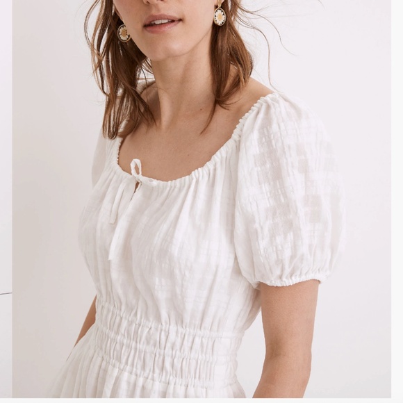 Madewell Sophia Midi Dress in Seersucker Check Lighthouse Size XL - Picture 4 of 12